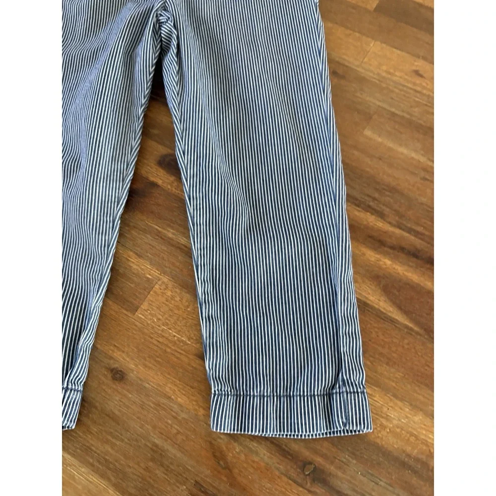 OshKosh Overalls Girls 4T Denim Blue Jean Hickory Stripes Vestbak Pants‎